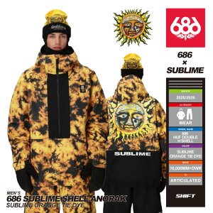 [{Ki] 25-26 686 MENS 686 SUBLIME SHELL ANORAK Sublime OrangeTieDye VbNXGCgVbNX Nn` TuC VF AmbN Xm[{[h XL[ EGA[ 2026 Y \ Ki