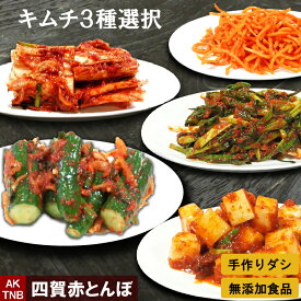 【送料無料】3種選択できる　無添加 キムチ福袋　白菜キムチ きゅうり ネギ ニラ カクテキ ピリ辛スルメ 大根 オイソバギ　【冷蔵のみ】　韓国料理 韓国食品 セット 詰め合わせ ギフト 国産野菜　おつまみ；