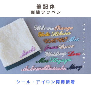 《大》(パステル・くすみ)筆記体の刺繍ワッペン ※8字以内セミオーダー/名入れ/名前シール