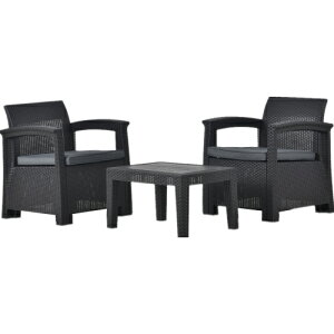 ラタン調 ガーデンファニチャー 3点 ガーデン テーブル チェアー ラタン調 テーブル 家具 樹脂 ねじなし 楽組 ホテル カフェ ベランダ テラス 高級 テラス ソファ ガーデンソファー ガーデニ