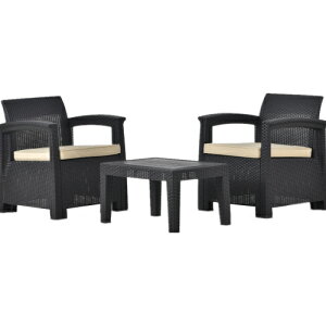 ラタン調 ガーデンファニチャー 3点 ガーデン テーブル チェアー ラタン調 テーブル 家具 樹脂 ねじなし 楽組 ホテル カフェ ベランダ テラス 高級 テラス ソファ ガーデンソファー ガーデニ
