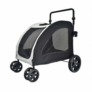 ペットカート 犬用カート 前後ドア設計 八ンドル角度調節 足踏みストッパ一付き 組み立て簡単 コンパクト収納 ダプルタイヤ 大型・中型犬対応 犬猫兼用 ペット用品 お出かけ 旅行 お散歩