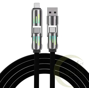 4in1 �[�d�P�[�u�� 240W �}���[�d �ϋv�� USB�V���R���P�[�u�� TYPE-C iPhone LED���C�g 480Mbps type-c�P�[�u�� �����\�`�b�v �f�[�^�]�� �f���ɋ��� �������� iPhone�S�@��Ή�/Android/�m�[�g�p�\�R���ɓK