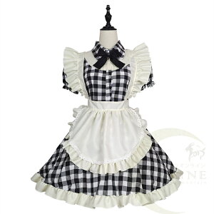ハロウィン コスプレ チェック柄 メイド服 メイド 定番 半袖 女の子 可愛い ワンピース 洋服 お姫様 人気 萌え 衣装 仮装 コスチューム ドレス 大きいサイズ 喫茶 ロリータ 大人 誕生日 クリ