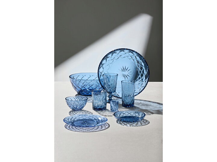 Lyngby Glas Sorrento Dessert Plates, Set of 4 - Blue 【公式】Lyngby Glas (リュンビューグラス) プレート 21cm (4P) SORRENTO ブルー 32008