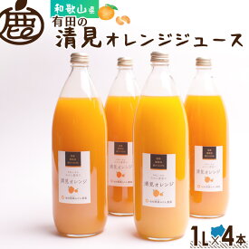 清見オレンジ ジュース 1L×4本 【 送料無料 無添加 国産 100% ストレートジュース 清見 キヨミ オレンジ 柑橘 和歌山 】