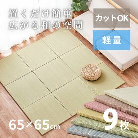 【無料サンプルあり】縁なし畳置き畳 彩 いろどり【小】約65×65×2.5cm 【同色9枚セット】【約2.5畳】 抗菌 防臭 へりなし畳 フロア畳 ユニット畳 可愛い カラフル い草 DIY カット可能 畳 琉球畳風 いぐさ イ草 防音対策 フローリング畳 滑り止め付 萩原 春夏秋冬用