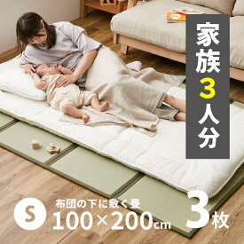 【4/25夜8時～5％OFFクーポン配布中】【3枚組セット】家族3人分 4つ折り い草の畳マットレス くらま【シングル】【約1畳強】約幅100×長さ200×厚み1.1cm 置き畳 布団 マット 床 い草マットレス プレイマット 和室 和風 子供部屋 折り