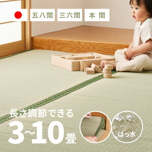 【マラソン中★5%クーポン有】長さ調節できる国産い草上敷き 畳の部屋敷き詰め専用 天頂 てんちょう【3畳・4.5畳・6畳・8畳・10畳】【本間・三六間・五八間】 はっ水 撥水 二方縁 和風 和