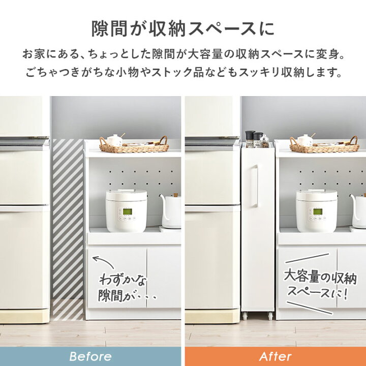 楽天市場】隙間収納 ロータイプ 幅12/16/20cm(すきま 収納 ワゴン 省 
