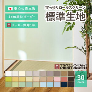 【無料サンプルあり】賃貸OK つっぱり式ロールスクリーン【サイズオーダー】【標準生地 30色 ココルン】 1年メーカー保証 日本製 国産 突っ張り ロールカーテン 目隠し おしゃれ かわいい