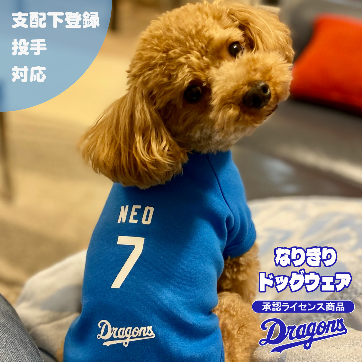  ドラゴンズ ドッグウェア 承認ライセンス 日本製 選手 ドアラ ユニフォーム 名前 オリジナル 犬の服 犬 服 Dragons 応援グッズ プレゼント ギフト