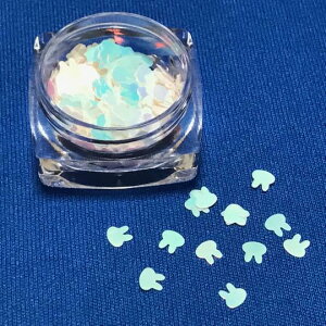 うさぎのホログラムC ブルーホワイト 兎 ウサギ オーロラ ラビット レジン封入 ミルキーカラー パーツ ハンドメイド