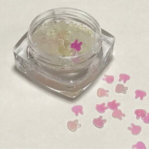 うさぎのホログラムI ミルキーホワイト パリパリ レジン封入 兎 ウサギ ラビット パーツ ハンドメイド