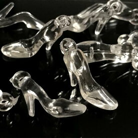 （10個セット）小さなガラスの靴のアクリルチャーム シンデレラ ハイヒール クリア 透明感 パーツ ハンドメイド ハンドメイドアクセサリー