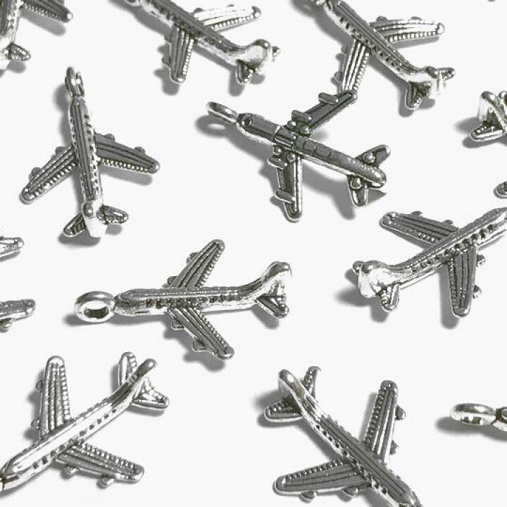 楽天市場】（2個セット）飛行機のチャーム 航空機 旅客機 銀古美 