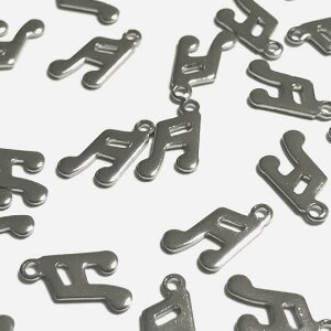 (3個セット)16分音符のチャーム 連符 音楽モチーフ 音符記号 楽譜 譜面 シルバー 高品質 ステンレス パーツ