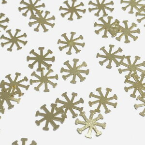 (10枚セット)クリスタルのメタルパーツV 結晶 雪 ゴールド 両面 スノーフレーク 薄型 貼り付け レジン 封入 冬モチーフ ネイル ハンドメイド