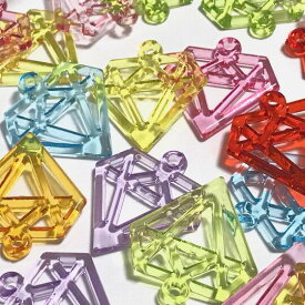 （5個セット）ダイヤモンドのアクリルチャーム 大きめ カラーミックス クリア ジュエリー 宝石 パーツ ハンドメイド