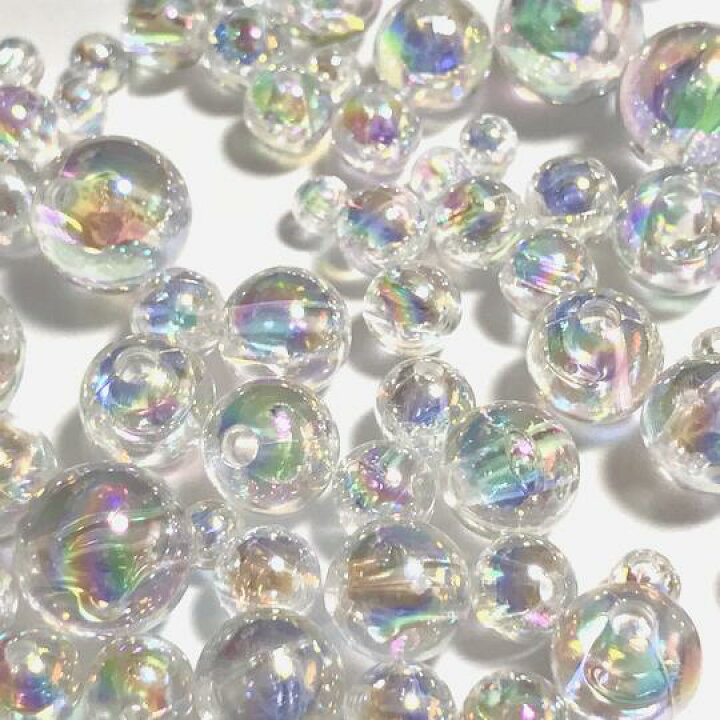 楽天市場 約10g オーロラカラーのアクリルビーズ ラウンド シャボン玉 サイズミックス 手芸パーツ ハンドメイド 色彩キューブ