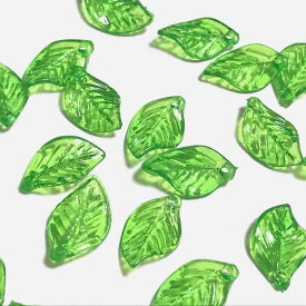 （10個セット）リーフのアクリルチャーム グリーン クリア 緑 葉 葉っぱ パーツ ハンドメイド ハンドメイドアクセサリー