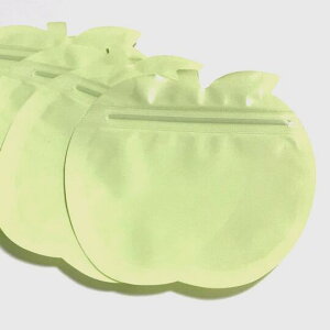 (10枚セット)チャック袋 青リンゴ 101mm×102mm 薄め ラッピング袋 ジッパー付き袋 グリーンアップル りんご 林檎 保存用 推し活 緑 アクセサリーパーツ プレゼント用 ギフト用 色彩キューブ