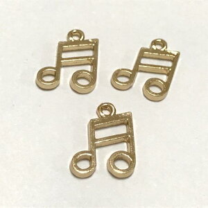 (6個セット)16分音符のチャーム 音楽モチーフ 音符記号 楽譜 譜面 ライトゴールド ハンドメイドパーツ