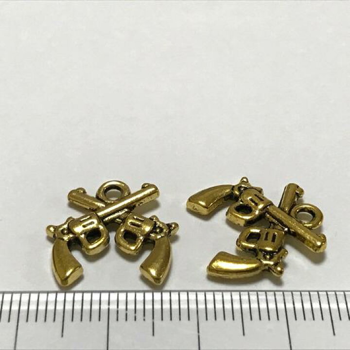 楽天市場】（8個セット）ピストルのチャーム 拳銃 鉄砲 クロス ダブル 