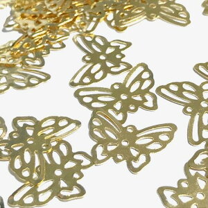 (8枚セット)蝶 メタルチャーム ゴールド 蝶々 ちょう バタフライ 透かし 和風 和柄 パーツ ハンドメイド アクセサリー