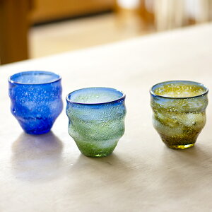 宙吹ガラス工房虹 稲嶺盛一郎(琉球ガラス)宙吹きグラス 各色 琉球グラス 沖縄 波 沖縄の海 贈り物 プレゼント 琉球 グラス 琉球ガラス グラス 琉球 ガラス 琉球ガラス 虹 工房 敬老の日 和