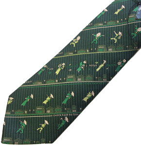 ネクタイ シルク 父の日 卒業式 入学式 送別会 クリスマス プレゼントなど ギフトに最適 越中おわら キャラクター ネクタイ ストライプ 緑色