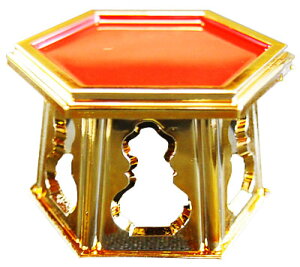 六角 仏器台 仏飯器台 プラスチック 3個セット 中サイズ(高4.5×7cm) 金色