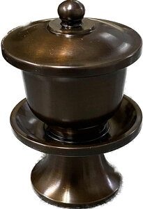 茶湯器 真鍮 落し付 日本製 (中サイズ 高8.3×幅5.7cm)