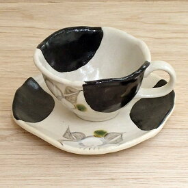 コーヒーカップソーサー 黒椿コーヒーカップ ソーサー おしゃれ かわいい 陶器 和風 業務用 美濃焼