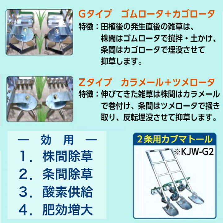 楽天市場】水田株間条間同時除草機カブマトール KJW-G1Gタイプ 1条用 