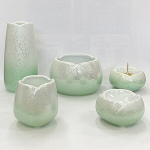 やわらぎ ラスター彩ラスターミント仏具5点セット(中)