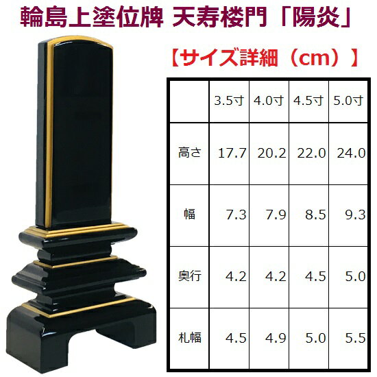 楽天市場 輪島塗位牌 天寿楼門 陽炎 黒塗 4 0寸 仏壇 仏具 位牌 お位牌 いはい 戒名 先祖代々 おぶつだんの志喜屋 楽天市場店