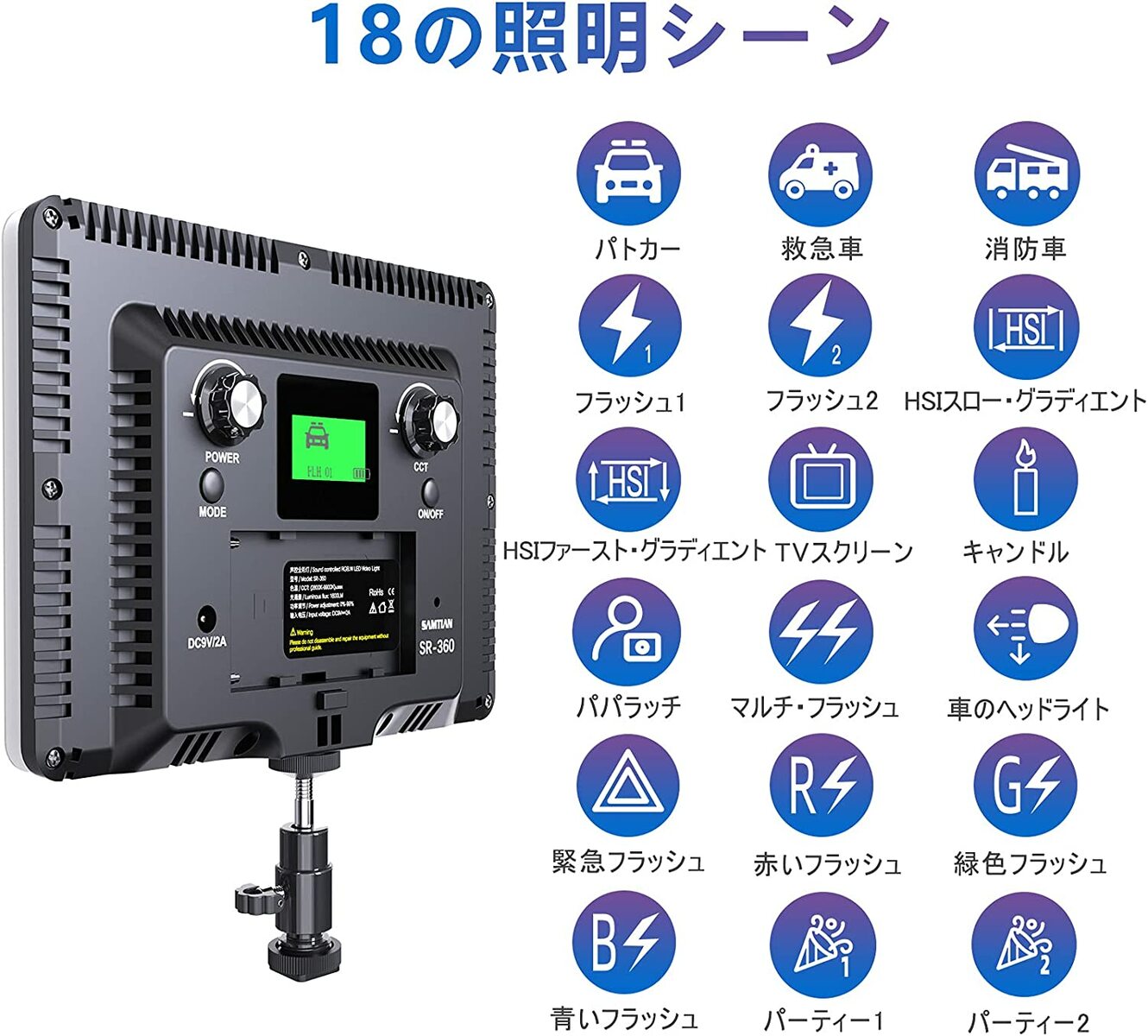 楽天市場】RGB 撮影ライト SAMTIAN 2パック240個 LEDビデオライト