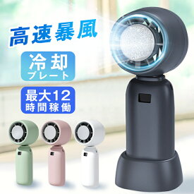 ハンディファン 冷却プレート 手持ち扇風機 冷却プレート付 携帯扇風機 冷却 冷感 扇風機 首掛け ハンディ 静音 卓上 涼しい クーラー 4000mAh 12時間稼働 5段階爆風 大風量 ミニ コンパクト ファン 急速冷却 充電式 卓上 スタンド付