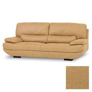 【レザーテックス】 3人掛けソファ トレビソ (クラフトベージュ) (配送員設置)