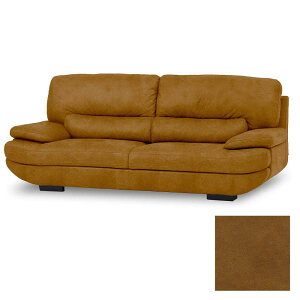 【レザーテックス】 3人掛けソファ トレビソ (オーカーブラウン) (配送員設置)