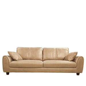 【レザーテックス】  3人掛けソファ ヘンリー (クラフトベージュ) (配送員設置)