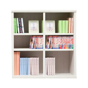 本棚 おしゃれ 収納 棚 ラック コミックラック 家具 書籍 漫画 書棚 オープン SOK72 幅90×高さ100 ホワイト (配送員設置)