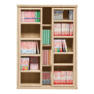 本棚 おしゃれ 収納 棚 ラック コミックラック 家具 書籍 漫画 書棚 スライド SOK72 幅70×高さ100 ナチュナル (配送員設置)
