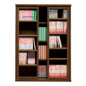 本棚 おしゃれ 収納 棚 ラック コミックラック 家具 書籍 漫画 書棚 スライド SOK72 幅70×高さ100 ブラウン (配送員設置)