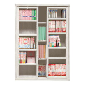 本棚 おしゃれ 収納 棚 ラック コミックラック 家具 書籍 漫画 書棚 スライド SOK72 幅70×高さ110 ホワイト (配送員設置)