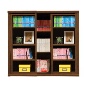 本棚 おしゃれ 収納 棚 ラック コミックラック 家具 書籍 漫画 書棚 スライド SOK72 幅100×高さ80 ブラウン (配送員設置)