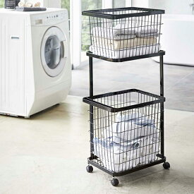 ランドリーワゴン　タワー　2段　ブラック　ホワイト　 3349 3350 山崎実業　【YZ】【●】【リスト済】