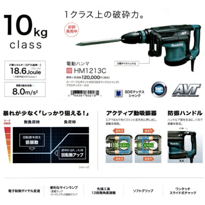 楽天市場】【4/15限定 1,000円クーポン配布】マキタ HM1213C 電動 