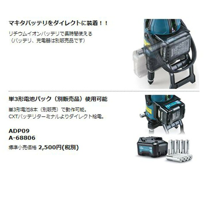 楽天市場】マキタ SK20GD 充電式グリーンレーザー墨出し器(縦2方向・横 